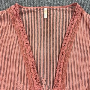 Xhilaration Lace Cardigan Women XXL Pink Mesh‎ Bell Sleeve Open Front Boho